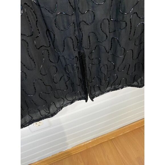 Mark & John By Gopal Black Sheer Beaded Gold Embroidered Dress Medium - Picture 13 of 13